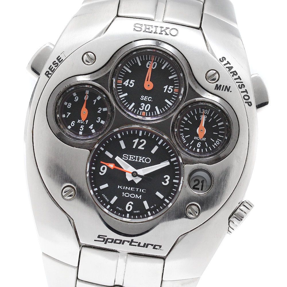 セイコー SEIKO 9T82-0AD0/SLQ017J キネティッククロノ スポーチュラ 限定1500本 オートクォーツ メンズ 箱付き_969139