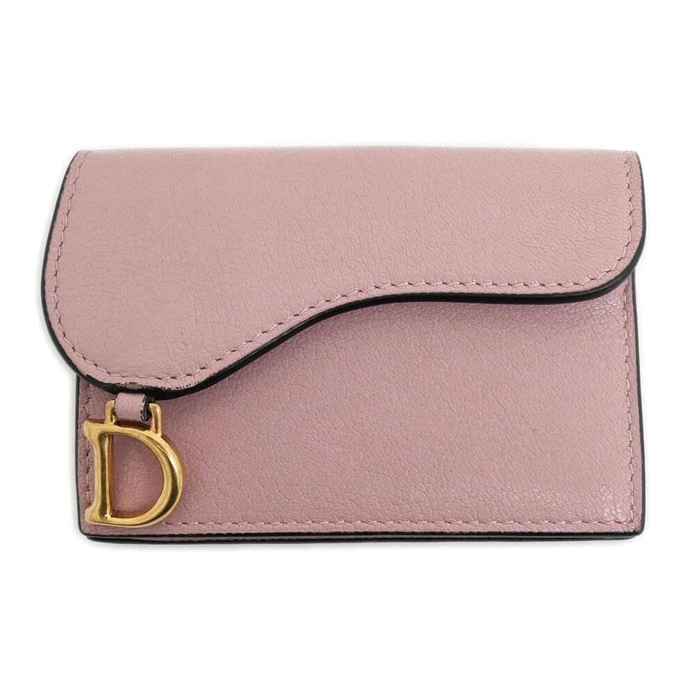 【名東】ディオール Saddle Bloom カードホルダー サドル ピンク ゴールド金具 カードケース 名刺入れ パスケース