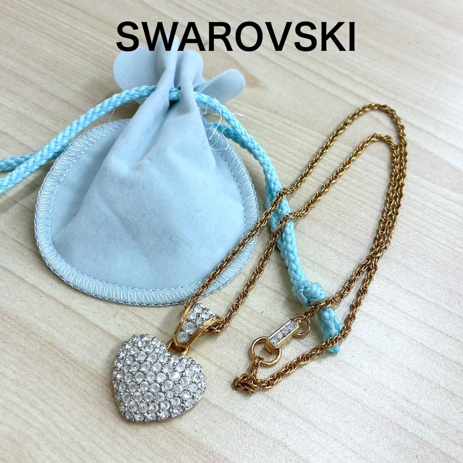 【スワロフスキー SWAROVSKI】美品！ハート チェーンネックレス シルバー×ゴールド ⭐︎