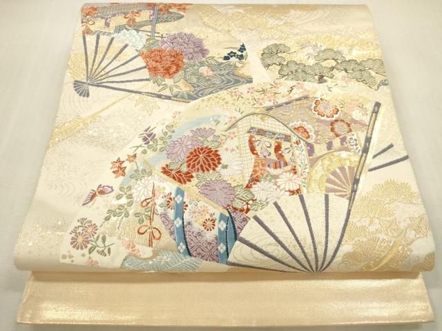 平和屋本店▼六通柄袋帯　唐織　慶祥秀宝文　純金箔　正絹　逸品　DABI5013op