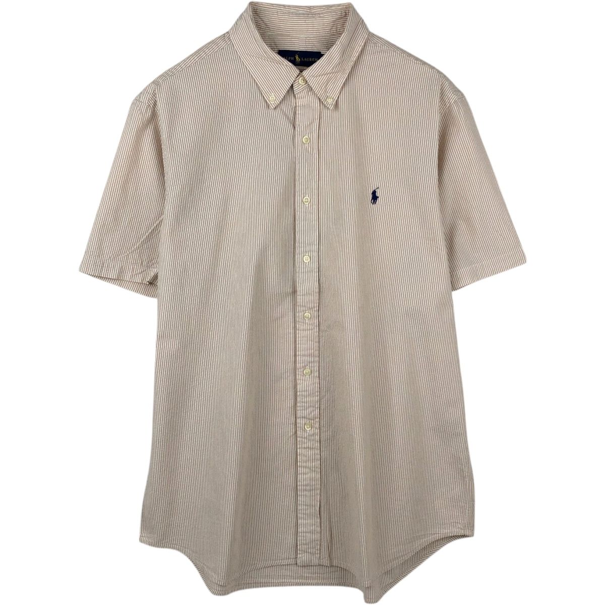 古着 ラルフローレン Ralph Lauren シアサッカー 半袖 ボタンダウン ストライプシャツ メンズXL相当/eaa660570