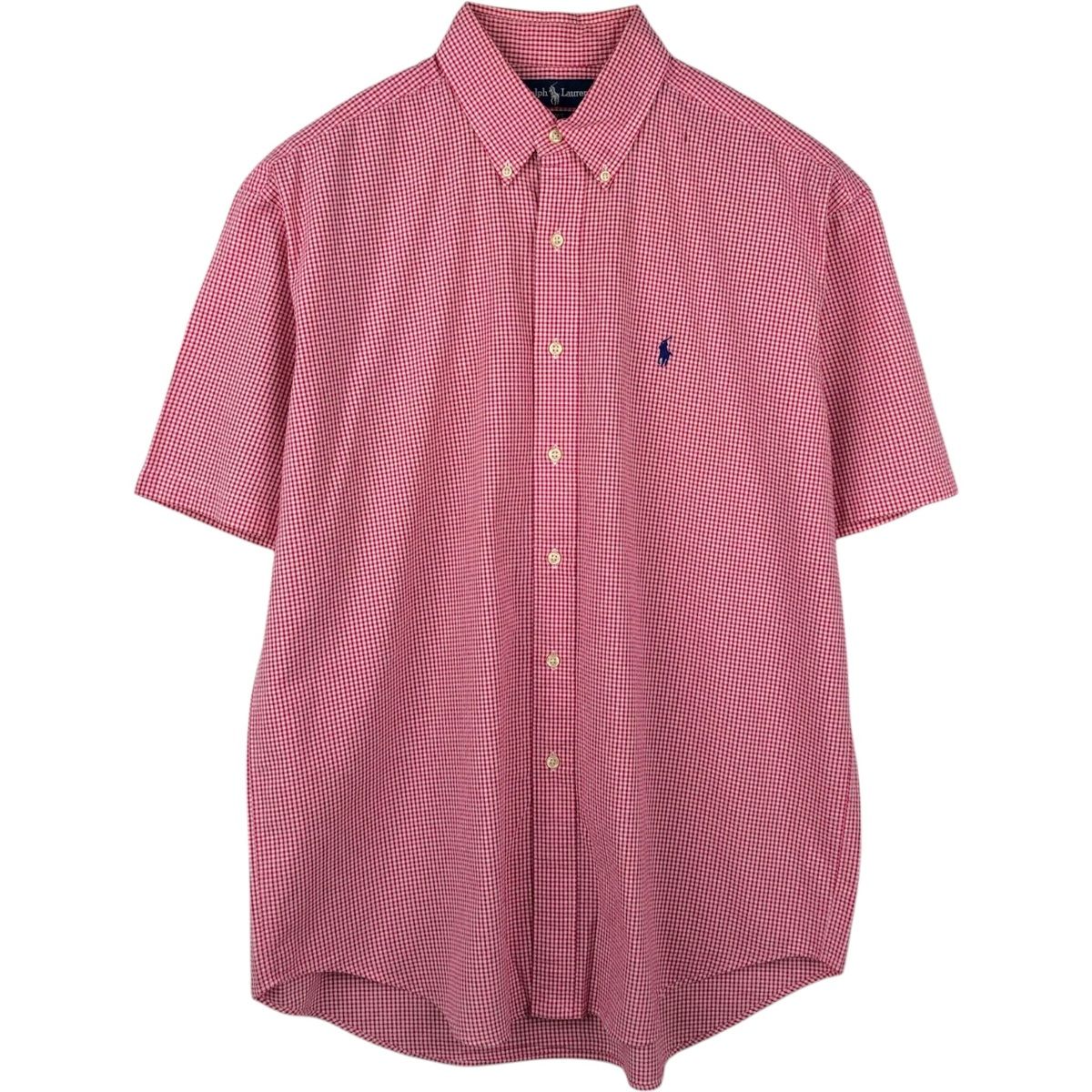 古着 ラルフローレン Ralph Lauren BLAKE ギンガムチェック シアサッカー 半袖 ボタンダウン チェックシャツ メンズL相当/eaa660572