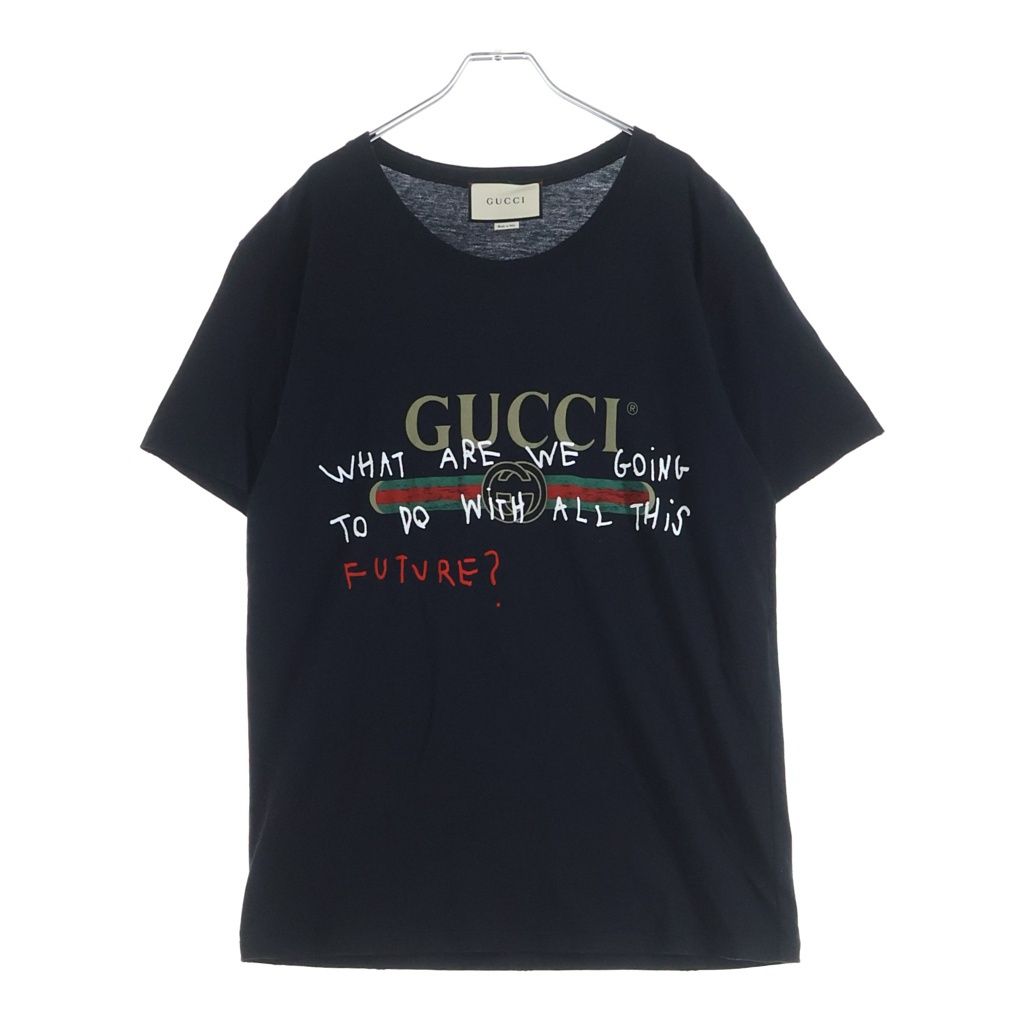 GUCCI (グッチ) ココキャピタル ロゴプリント クルーネック 半袖Tシャツ カットソー ブラック 493117 X3I14