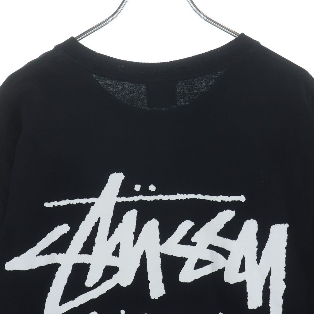 STUSSY (ステューシー) Shanghai Limited ストックロゴ 上海限定 ロゴプリント クルーネック半袖Tシャツ カットソー ブラック