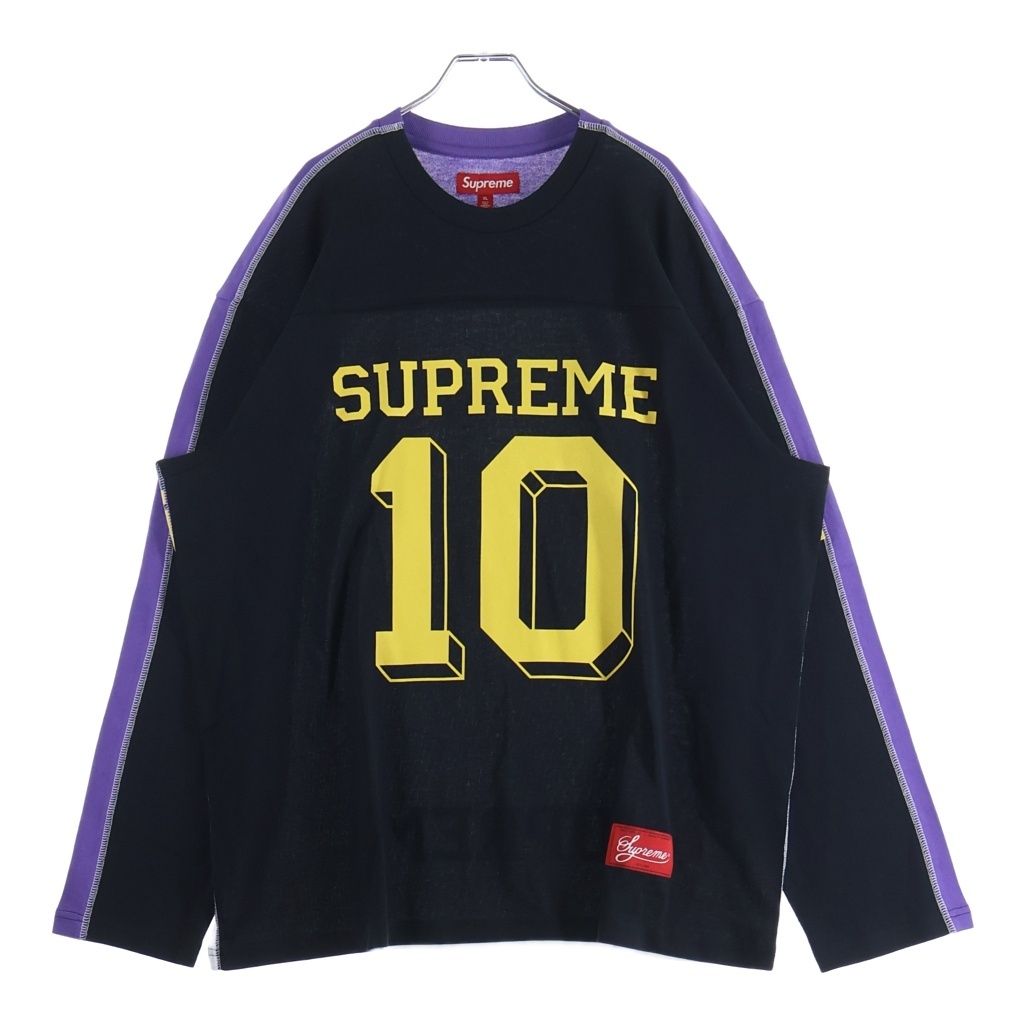 SUPREME (シュプリーム) 25SS Split S/S Football Top クルーネック スプリット 長袖 フットボール トップ Tシャツ ブラック/イエロー