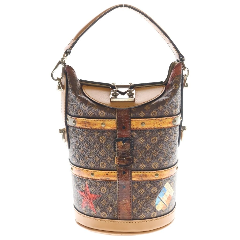 LOUIS VUITTON (ルイヴィトン) モノグラム トロンプルイユ ダッフルバッグ PVC レザー 2WAY ハンド ショルダーバッグ シルバー金具 ブラウン M52276
