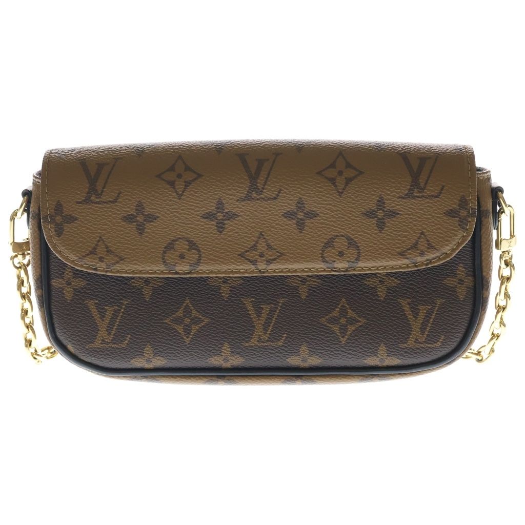 LOUIS VUITTON (ルイヴィトン) モノグラム リバース ウォレット オン チェーン アイビー PVC レザー 2WAY チェーン ショルダーバッグ ゴールド金具 ブラウン M26587