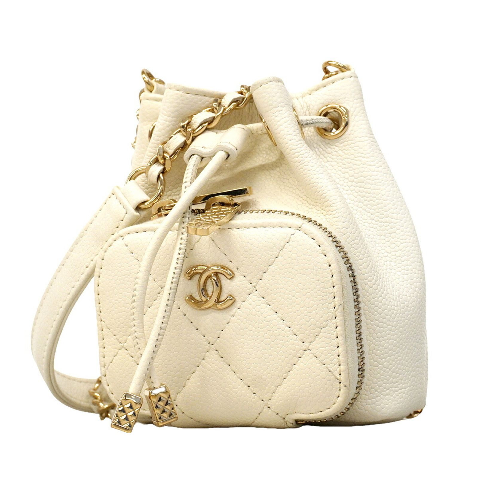 シャネル(Chanel) シャネル ショルダーバッグ マトラッセ チェーンショルダー キャビアスキン ホワイト シャンパンレディース 232,789円