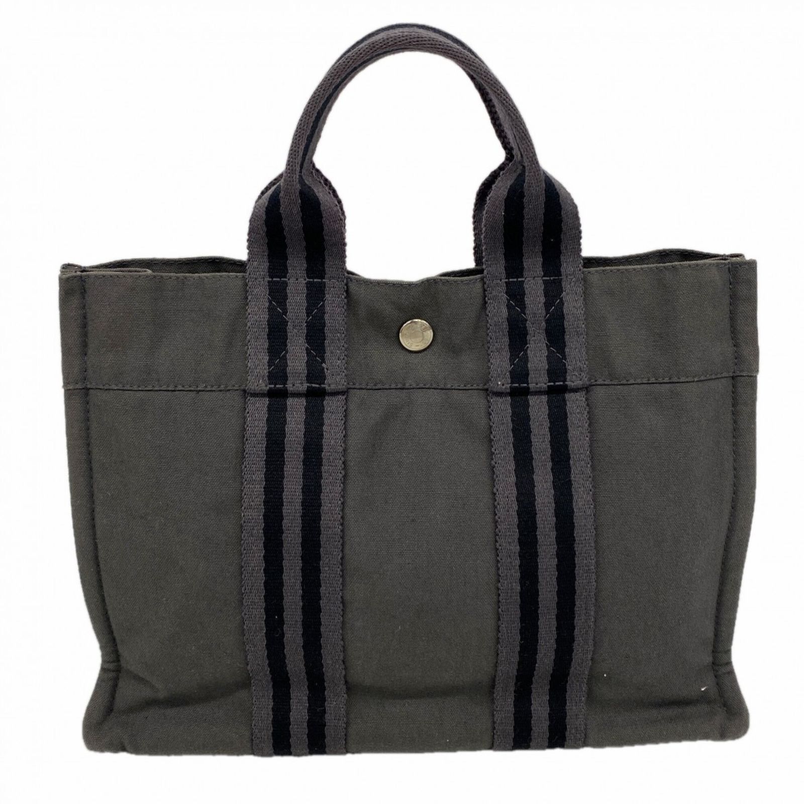 エルメス(Hermes) エルメス ハンドバッグ フールトゥPM キャンバス グレー メンズ レディース