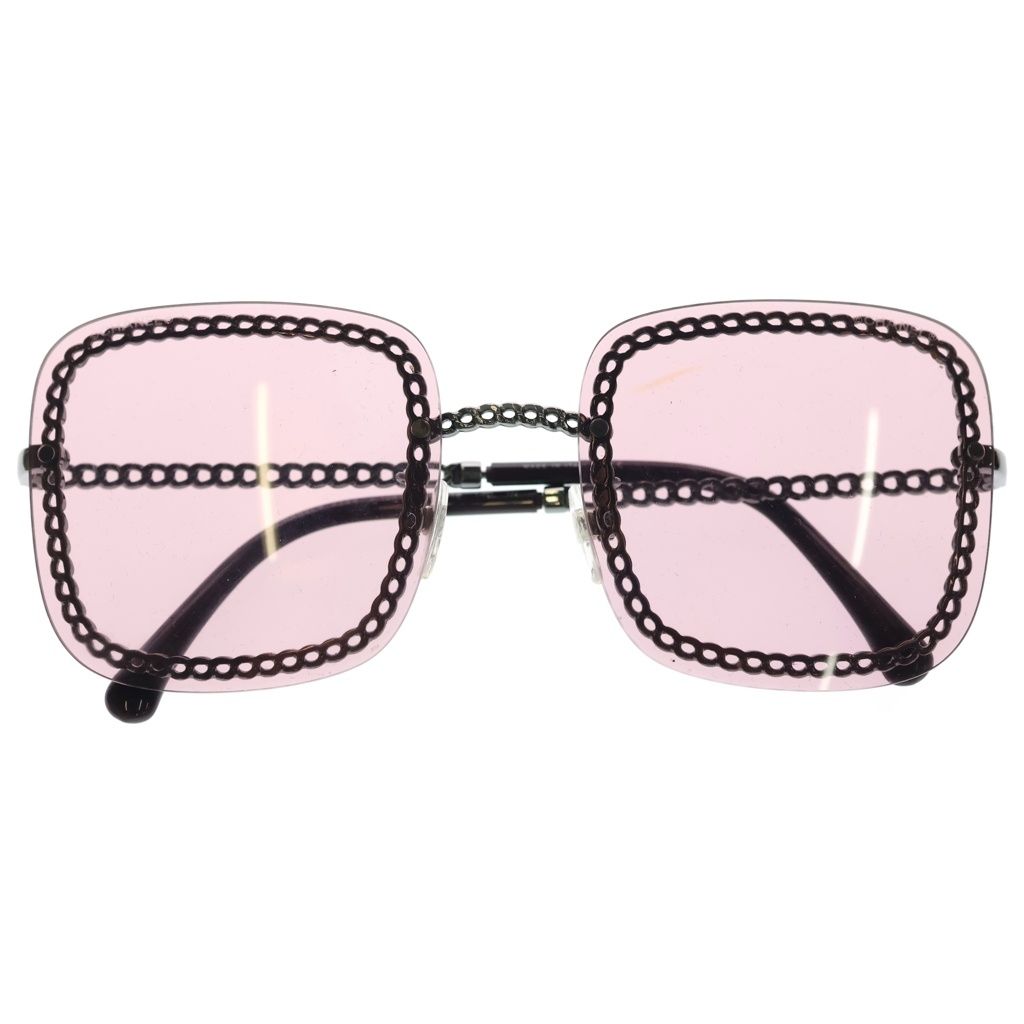 CHANEL (シャネル) ココマーク チェーンスクエアシェイプサングラス 眼鏡 A71291 ピンク