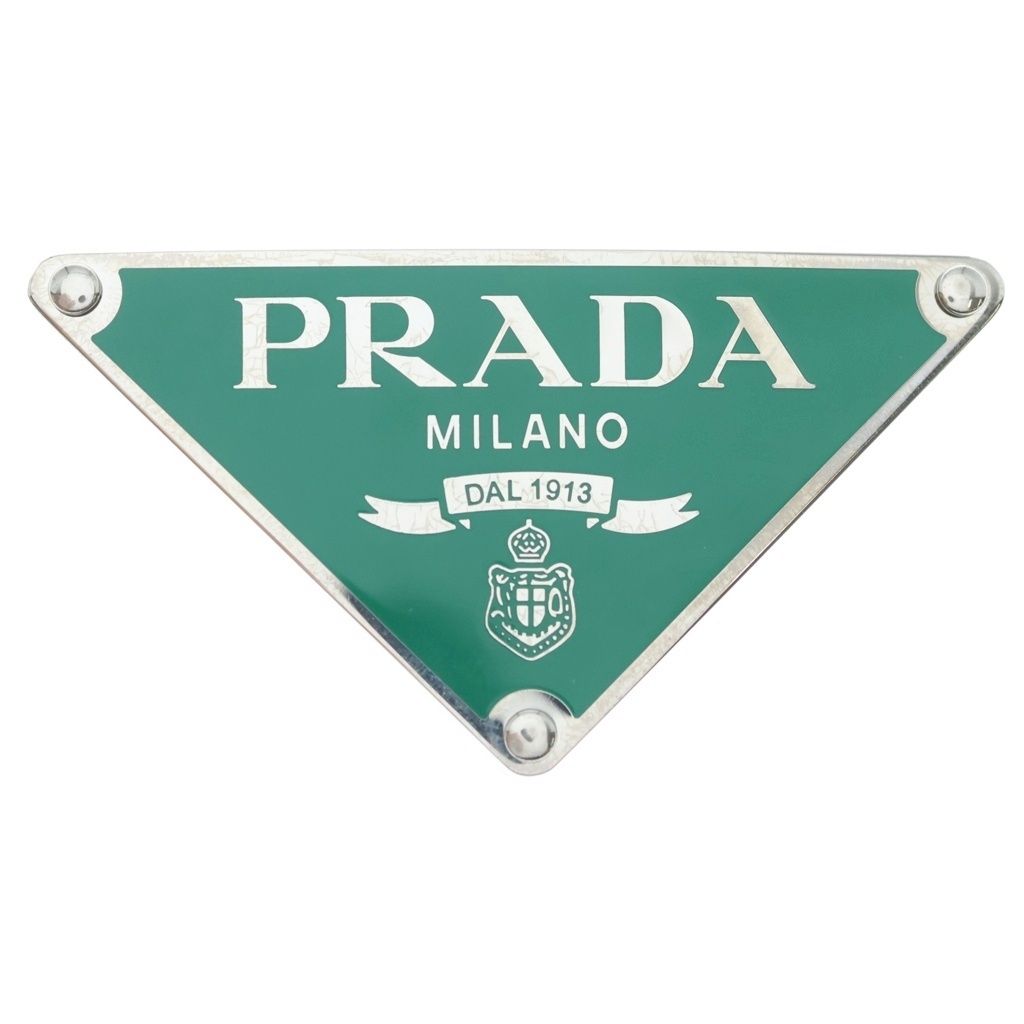 PRADA (プラダ) TRIANGLE LOGO METAL BELT BUCKLE トライアングルロゴ メタルベルトバックル グリーン 2CF014