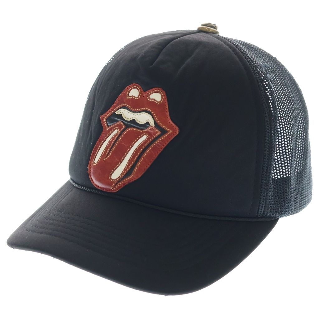 CHROME HEARTS (クロムハーツ) ×THE ROLLING STONES OLD TRUCKER CAP ローリングストーンズ オールド リップアンドタン クロスボール トラッカーキャップ 帽子 ブラック 46,200円