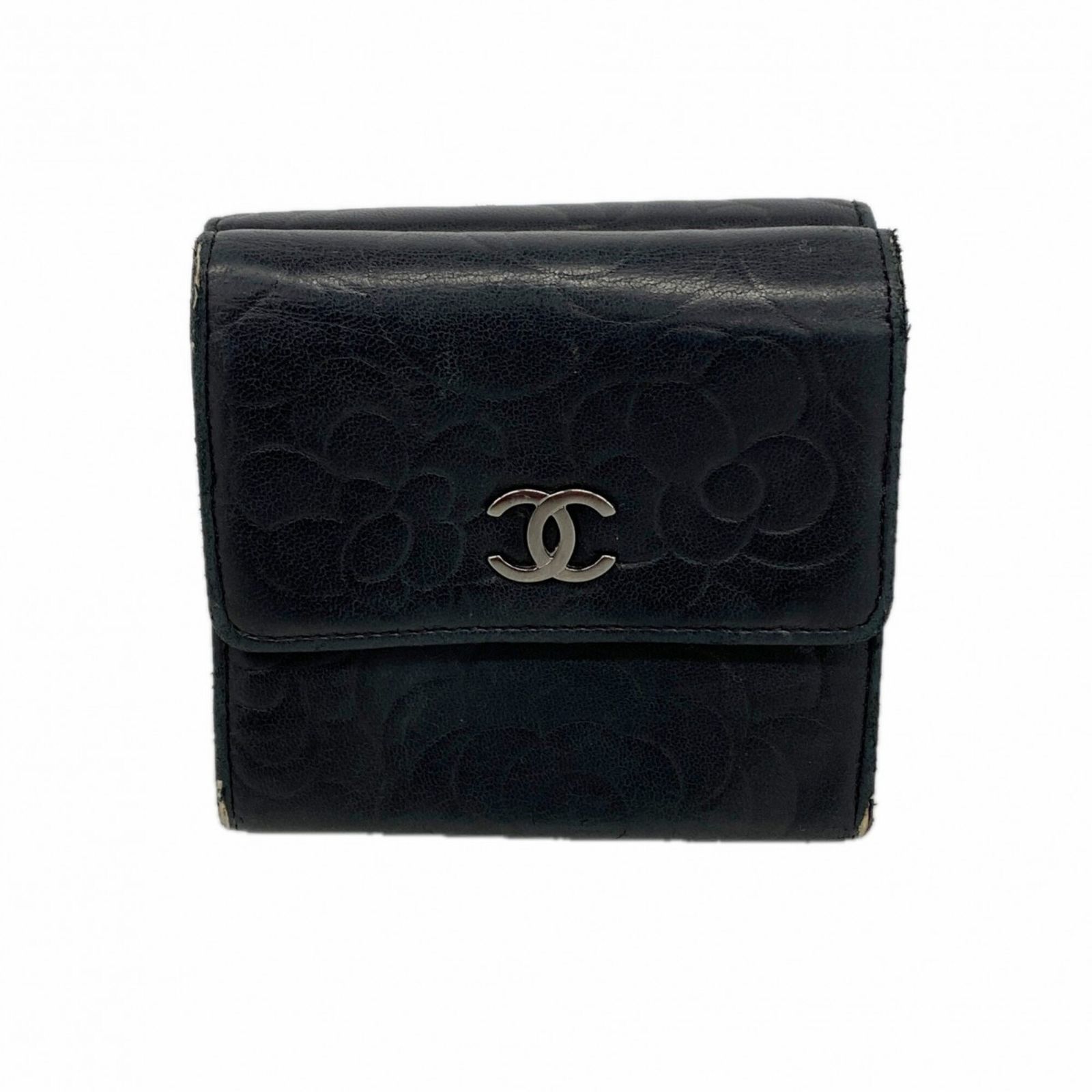 シャネル(Chanel) シャネル 三つ折り財布 カメリア ラムスキン ブラック レディース 25,751円