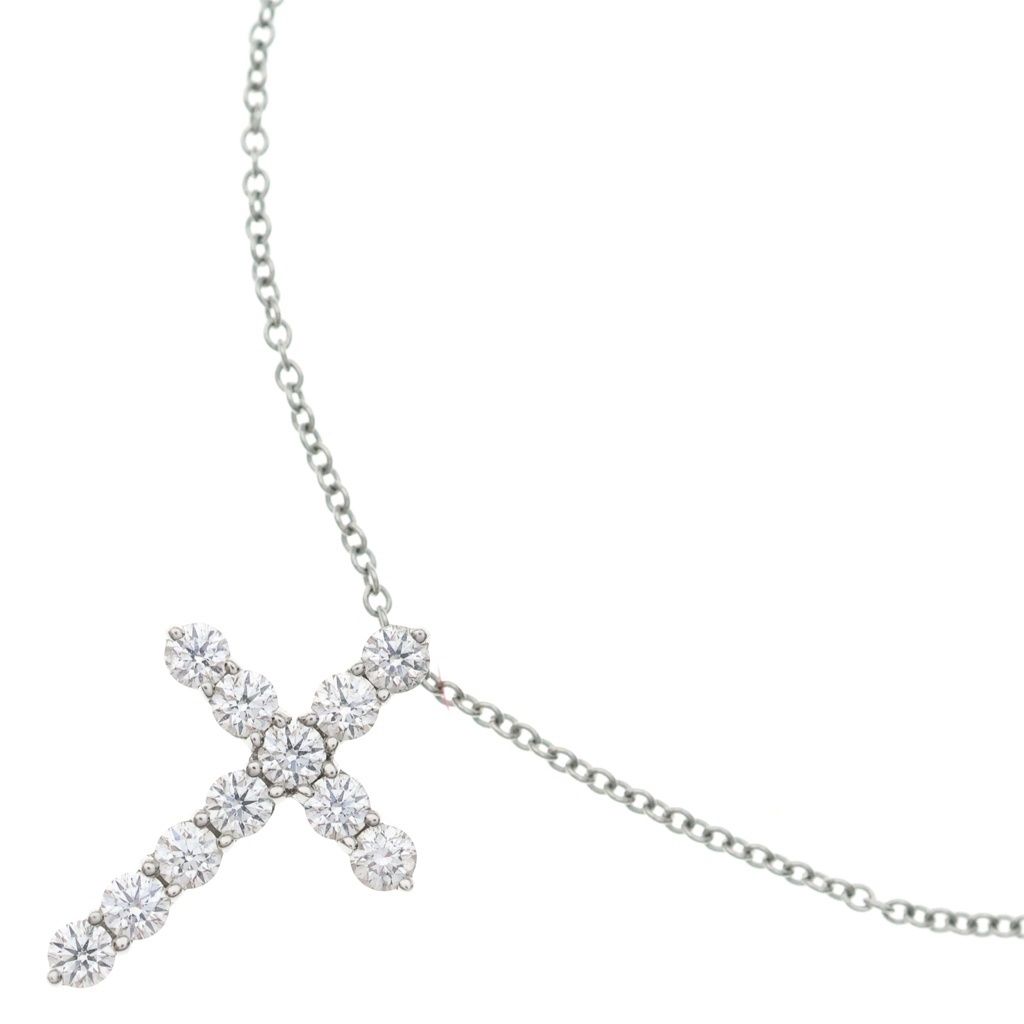 TIFFANY & Co. (ティファニー) スモールクロス ダイヤ ネックレス ペンダント pt950 プラチナ