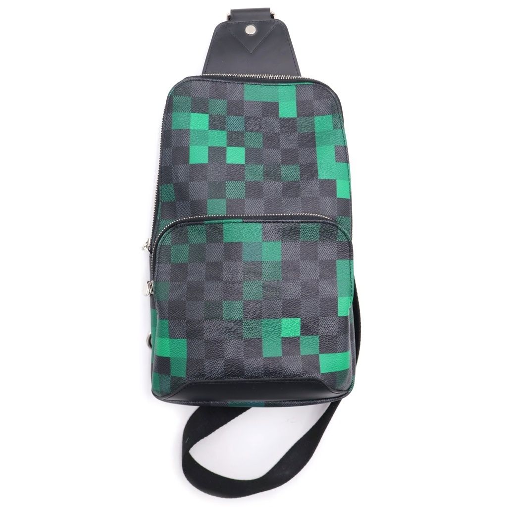 LOUIS VUITTON (ルイヴィトン) ダミエ グラフィット ピクセル アヴェニュー スリングバッグ PVC レザー ショルダーバッグ ブラック/グリーン N40069