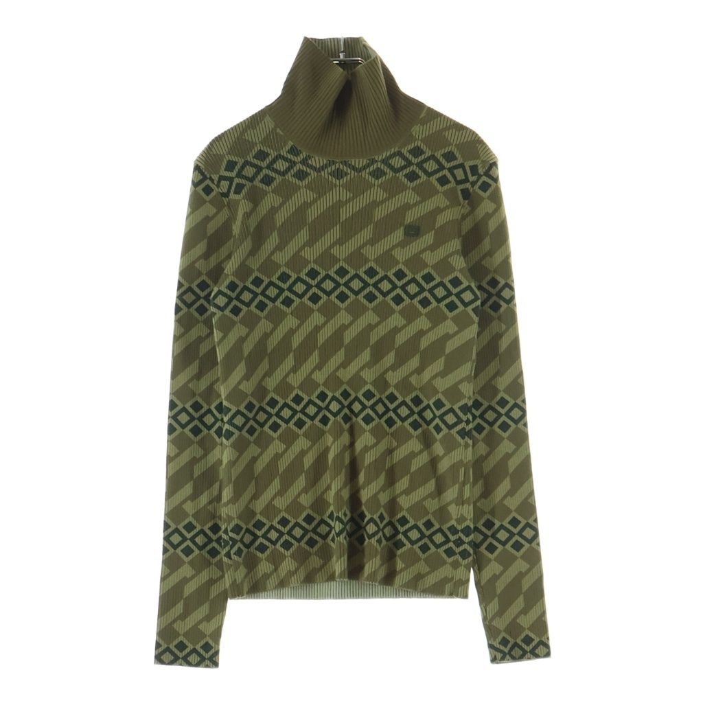 Acne Studios (アクネ ストゥディオズ) 幾何学模様 リブプリーツ加工 プリーツタートルネックニット グリーン 16,553円