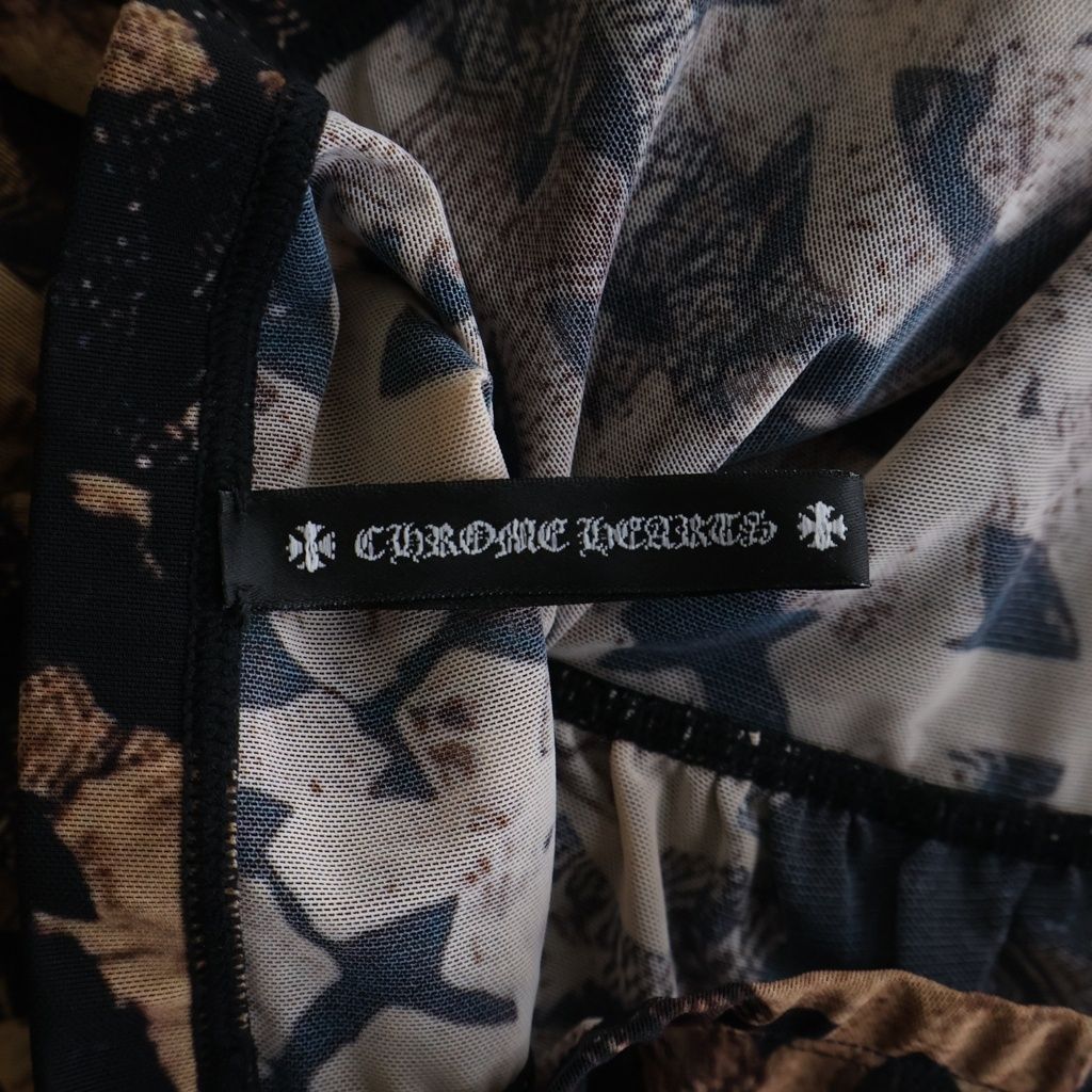 CHROME HEARTS (クロムハーツ) SHEER MESH TUBE TOP クロス総柄シアー 