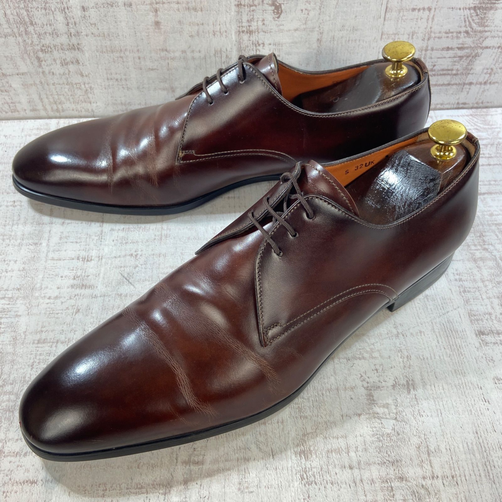 SANTONI サントーニ プレーントゥ 外羽根 レザー UK9.5 28.0cm メンズ