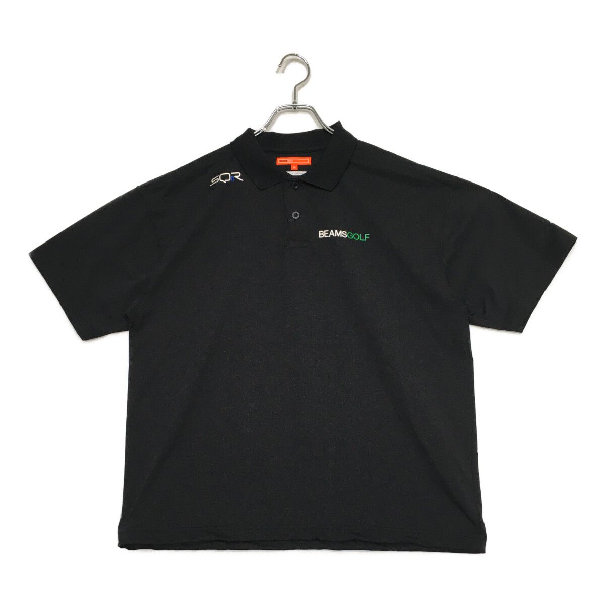 中古 メンズ ビームスゴルフ BEAMSGOLF 半袖ポロシャツ M 黒 ブラック ストレッチ シンプル スピンドル