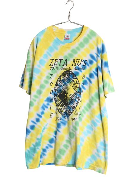 90s USA製 イラスト プリント タイダイ Tシャツ XL オールド アート グラフィック シングルステッチ ヘビーウェイト コットン マルチカラー