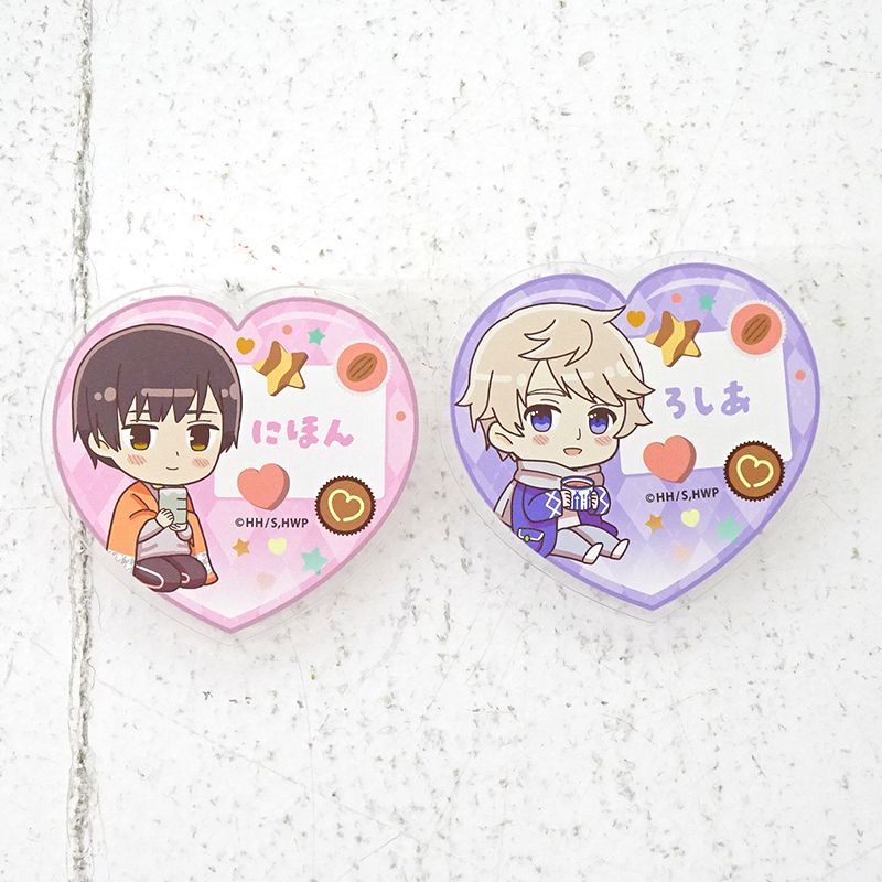 三重店】ヘタリア World☆Stars 日本 ロシア ハート型 お名前バッジ 計