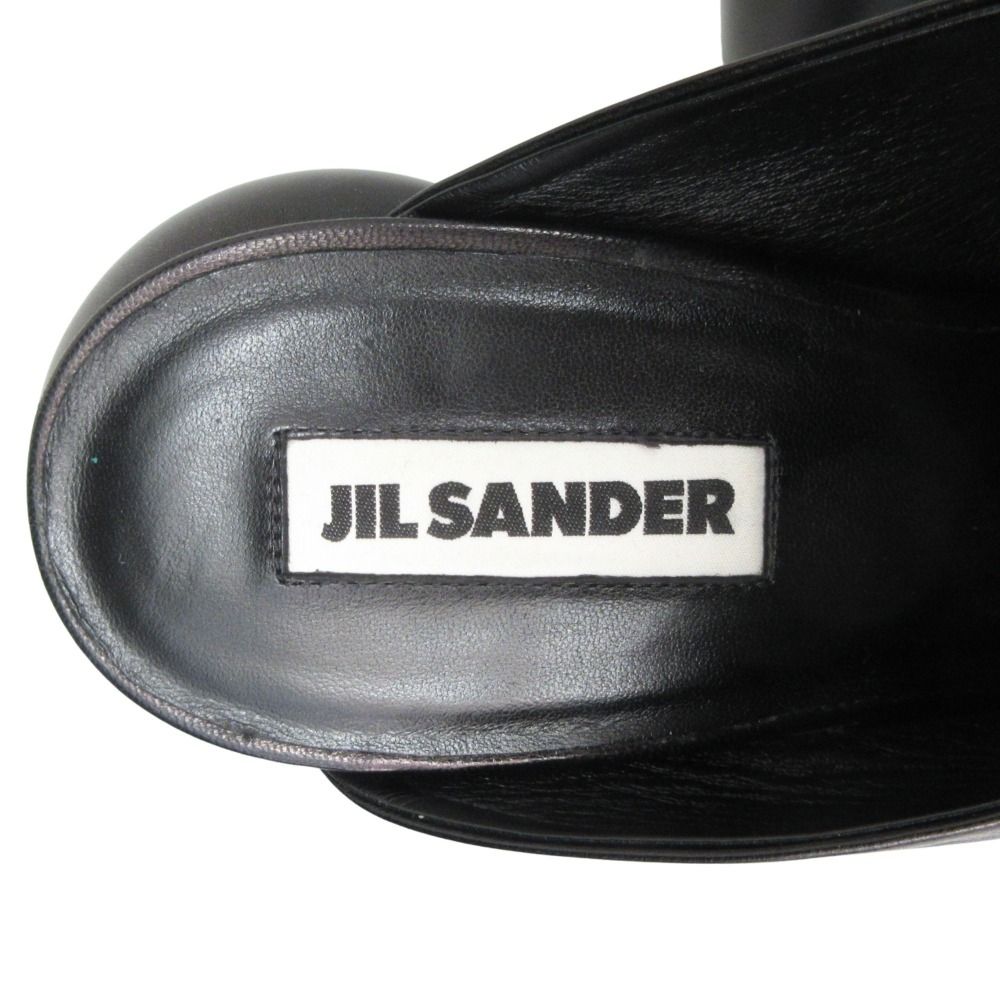美品 JIL SANDER ジルサンダー ブロック ヒール レザー ミュール サボ