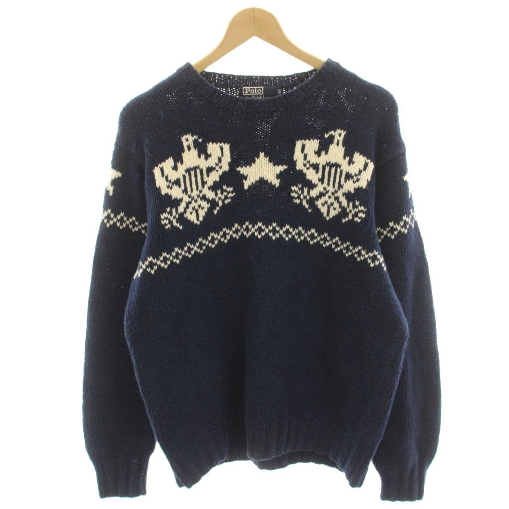 ポロ バイ ラルフローレン Polo by Ralph Lauren 子供服 ニット セーター 長袖 サンダーバード 星 160 紺 ネイビー /HN