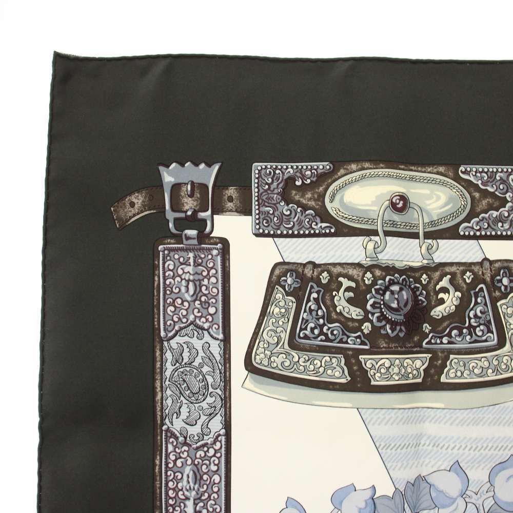 エルメス HERMES スカーフ カレ 90 チベット エルメス HERMES チベット TIBET カレ90 スカーフ 総柄 シルク グレー