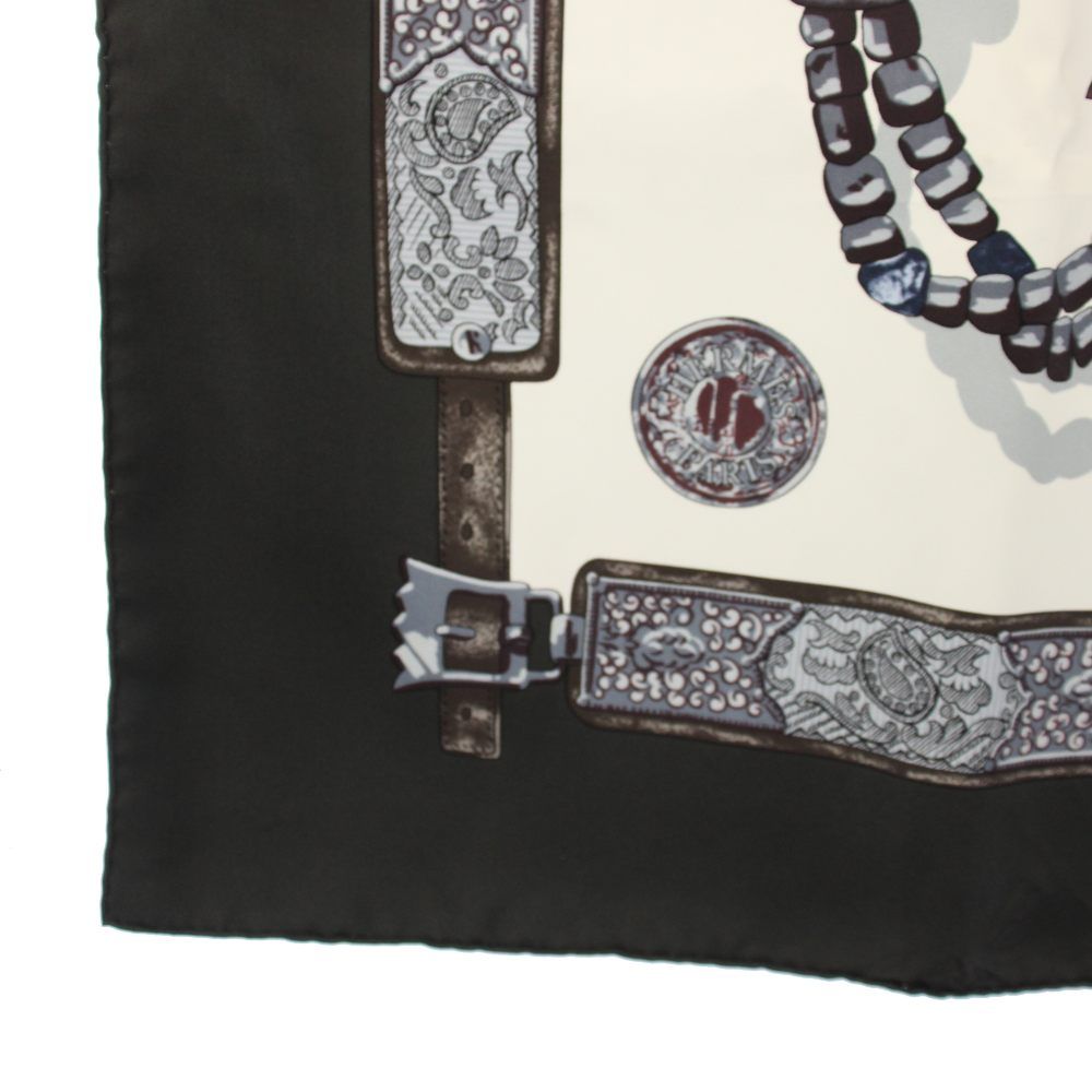 エルメス HERMES チベット TIBET カレ90 スカーフ 総柄 シルク グレー