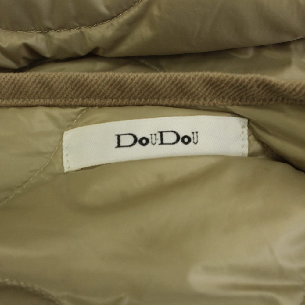 ドゥドゥ DOUDOU ダウンコート F ベージュ ノーカラー キルティング