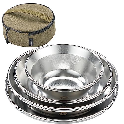 キャンピングムーン(CAMPING MOON) テーブルウェア キャンプ プレート ステンレス 食器 セット 帆布ケース付き S395t 46237584