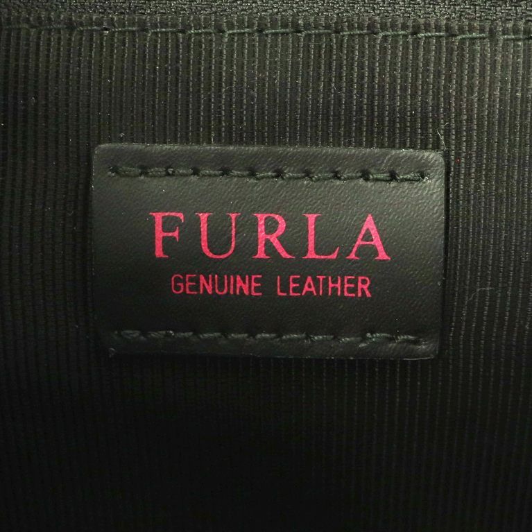 フルラ FURLA ムゲット MUGHETTO ハンドバッグ ワンハンドル バタフライモチーフ レザー 黒 ブラック オフホワイト /SS ■OS