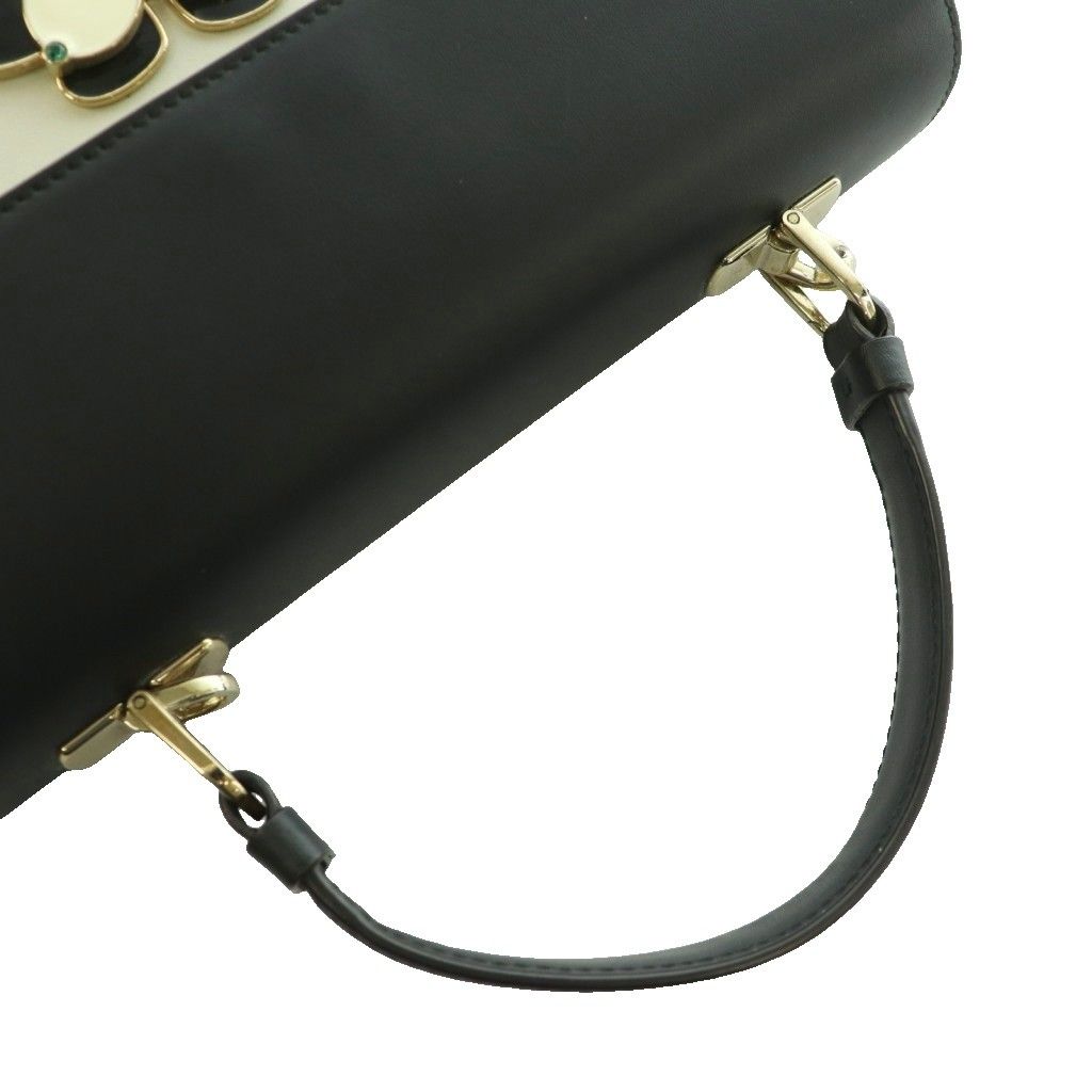 フルラ FURLA ムゲット MUGHETTO ハンドバッグ ワンハンドル バタフライモチーフ レザー 黒 ブラック オフホワイト /SS ■OS