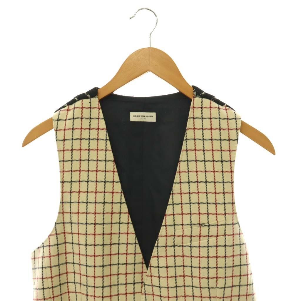 【美品】DRIES VAN NOTEN 22awウィメンズ ウールベストチェック ドリスヴァンノッテン DRIES VAN NOTEN チェック ジレ ベスト ウール