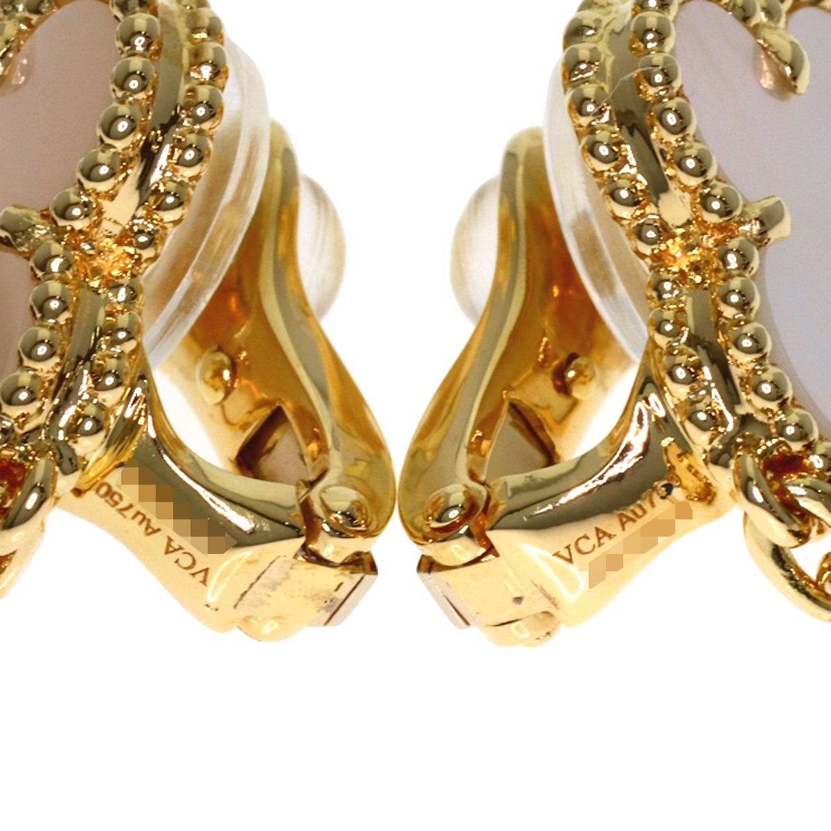 Van Cleef & Arpels ヴァンクリーフ＆アーペル マジック アルハンブラ 3モチーフ シェル オニキス イヤリング K18YG レディース [中古]