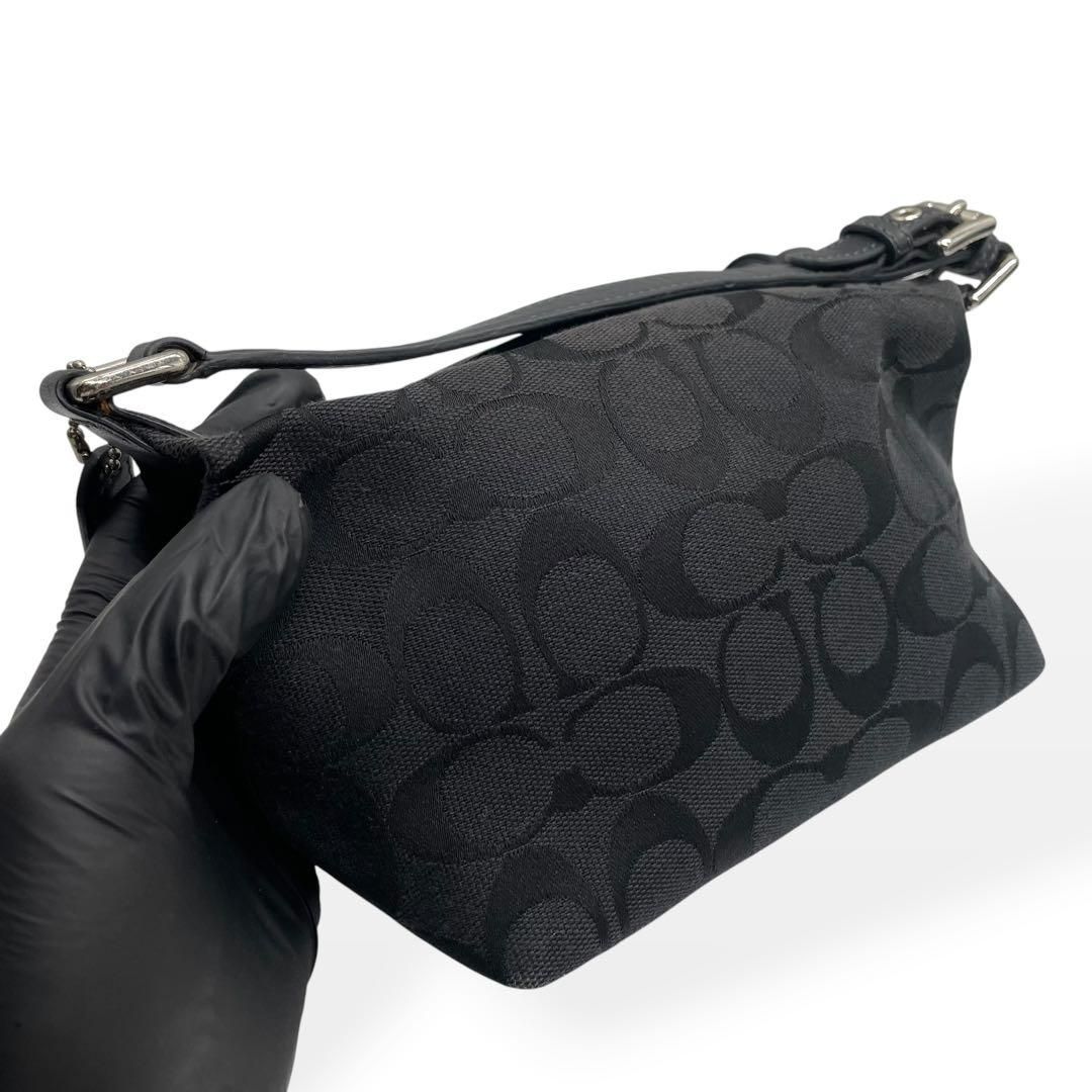 極美品 COACH ハンドバッグ アクセサリーポーチ ブラック シグネチャー