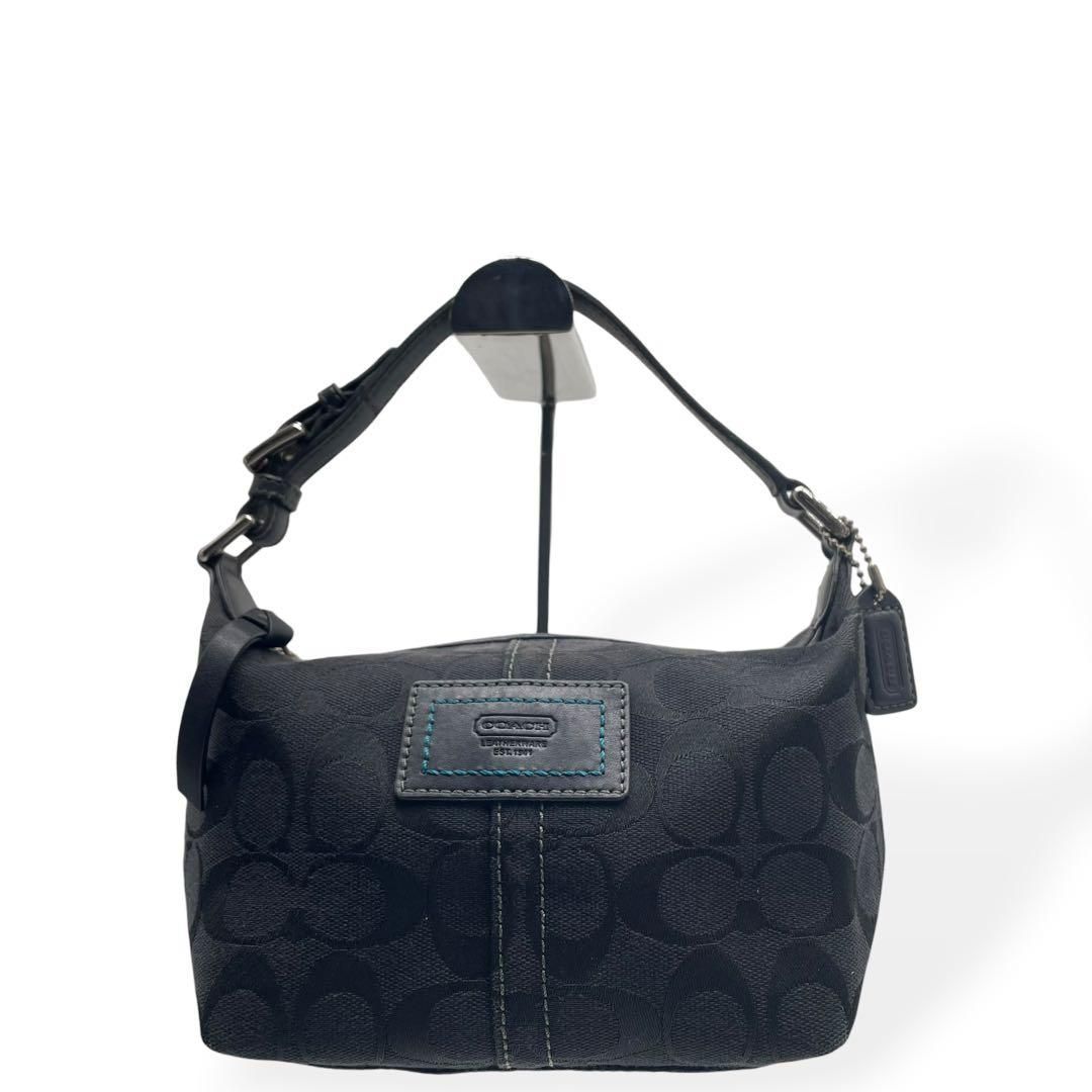 極美品 COACH ハンドバッグ アクセサリーポーチ ブラック シグネチャー