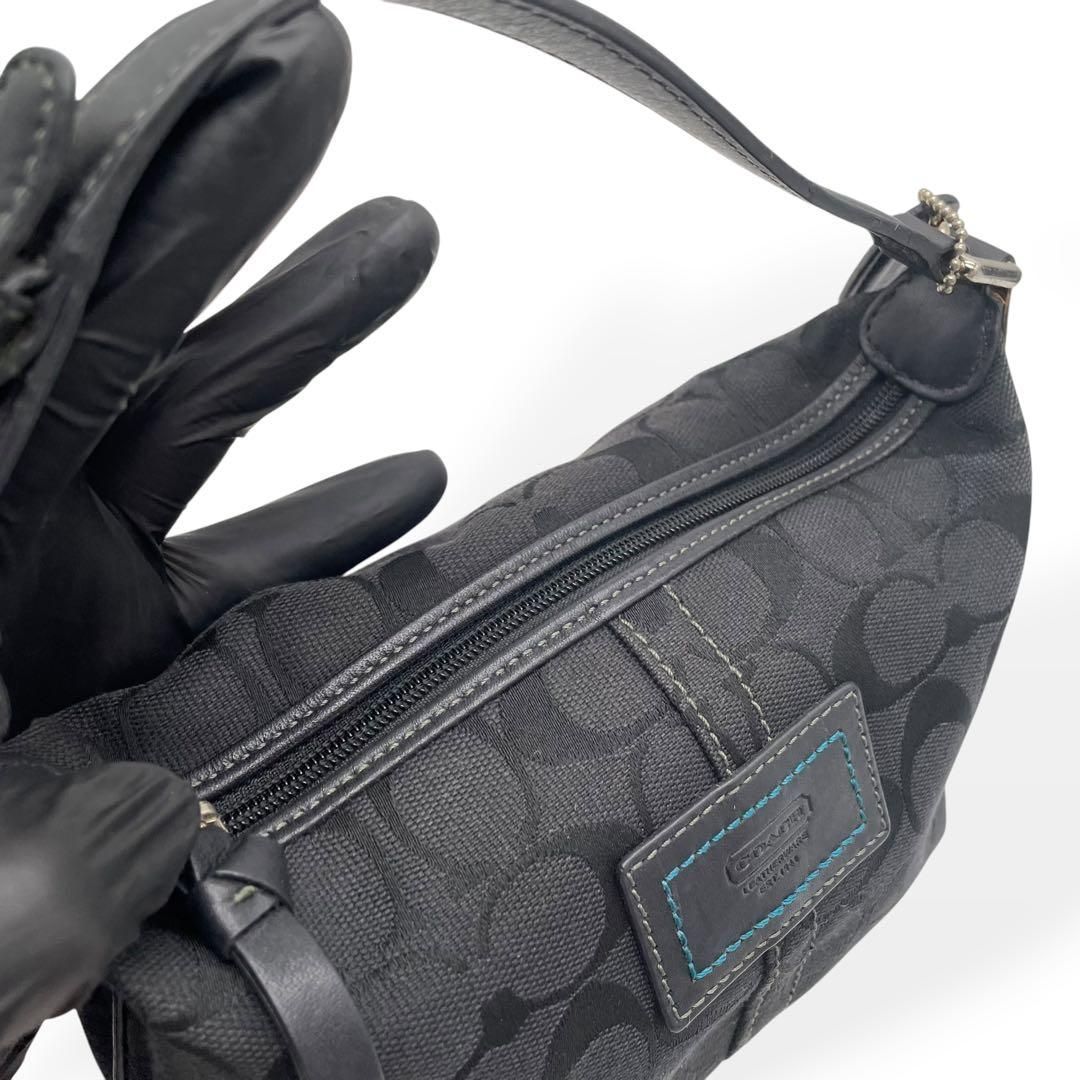 極美品 COACH ハンドバッグ アクセサリーポーチ ブラック シグネチャー