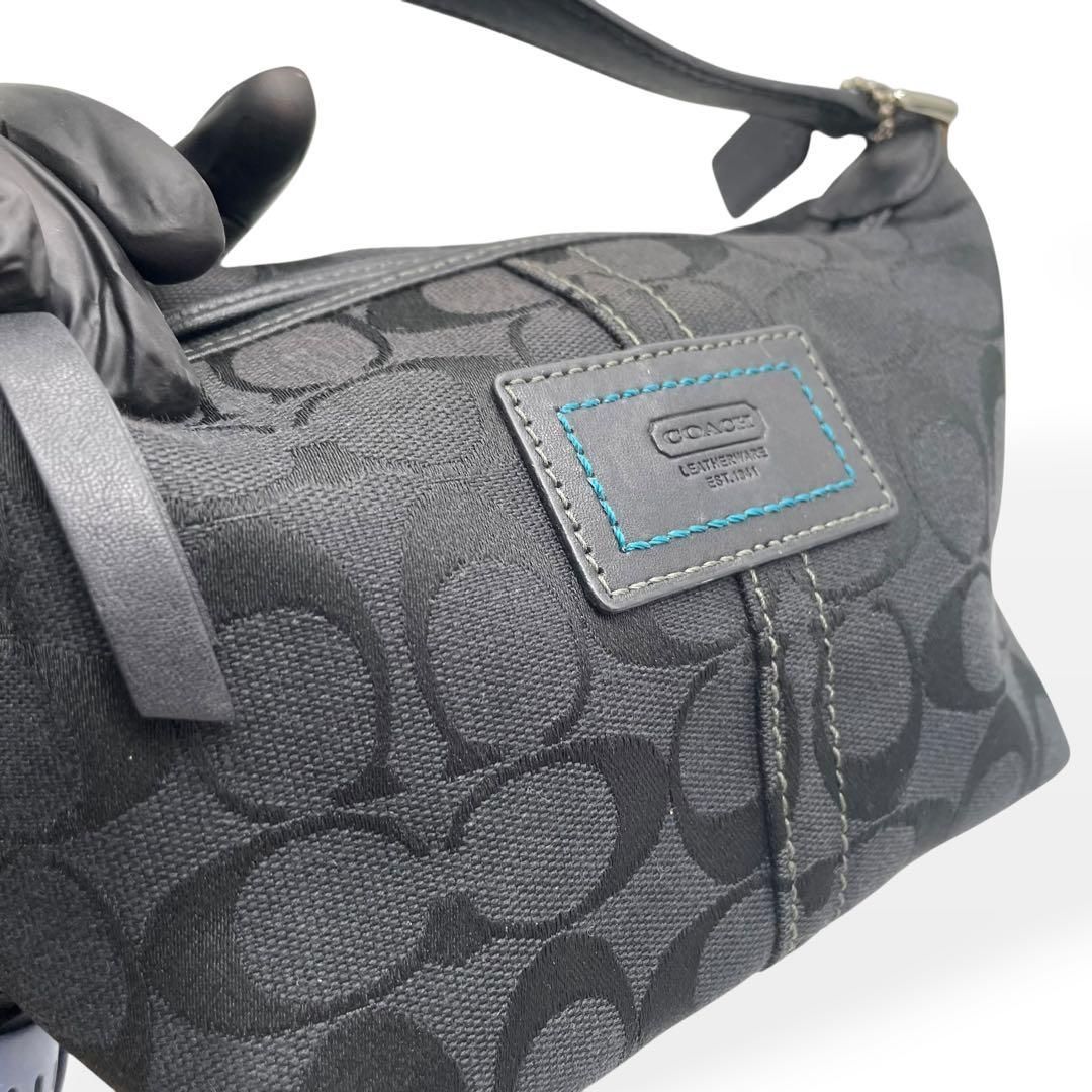 極美品 COACH ハンドバッグ アクセサリーポーチ ブラック シグネチャー