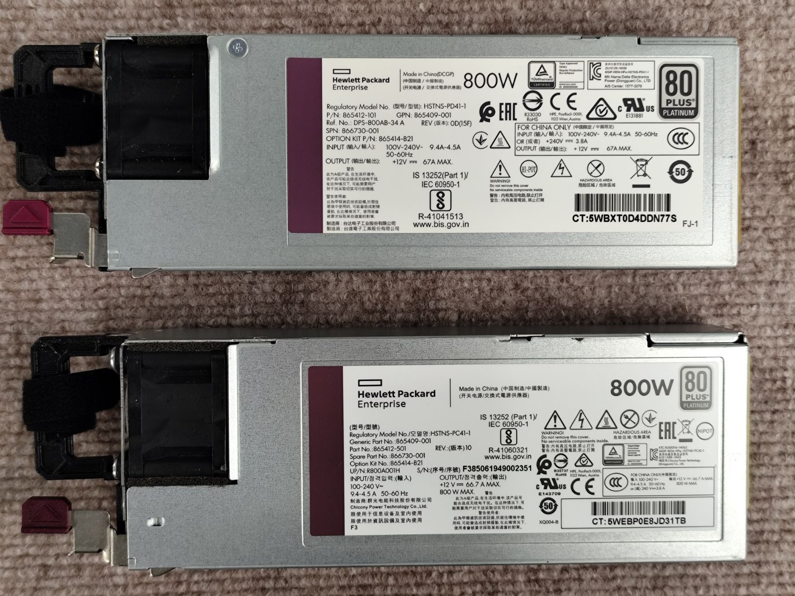 HP Gen10 Gen9 800W 865409-001/865412-501/866730-001 2個セットA1