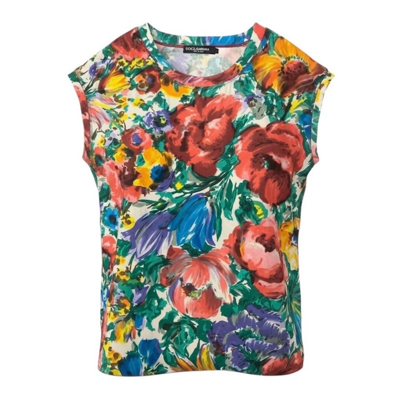【美品】ドルチェアンドガッバーナ シルク花柄ブラウス 40 透け感 長袖 超美品 DOLCE&GABBANA ドルチェアンドガッバーナ 花柄 ブラウス