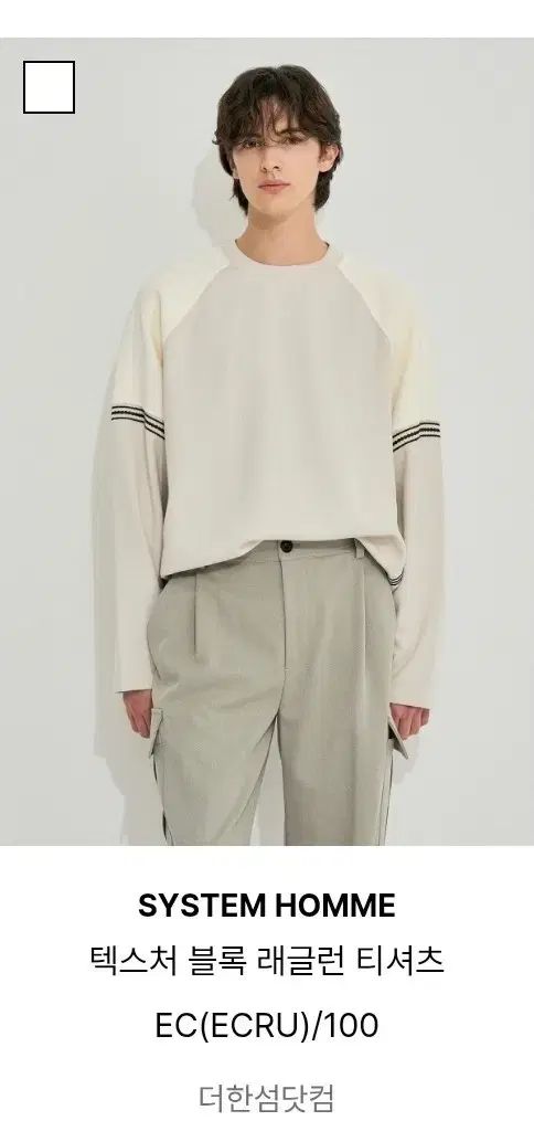 システムオム 텍스처 ブロック ラグラン Tシャツ