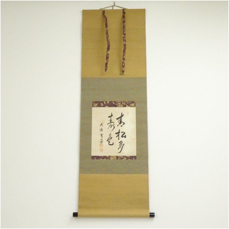 大徳寺　小田雪窓（宗甫）筆　「青松多寿色」　肉筆紙本掛軸（識箱） 掛け軸 床の間 書 おしゃれ 絵画 表具 芸術 茶道 年中掛け インテリア 茶掛 掛物 和室 1月 3月 春冬 19,170円