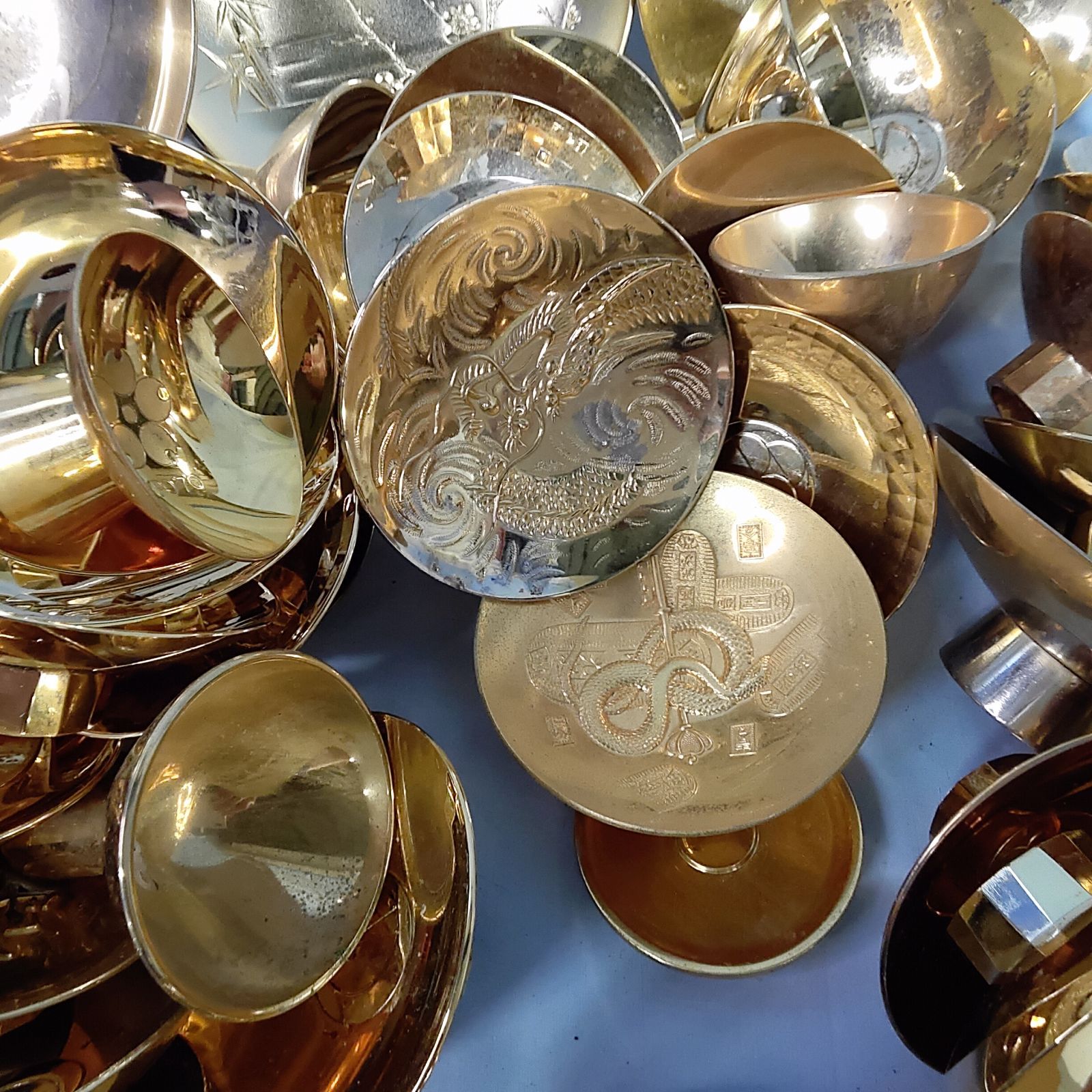 24KGP 7.64㎏ 金杯 大量 工芸品 アンティーク コレクション まとめ売り