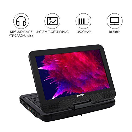 ポータブルDVDプレーヤー 12.5型YOOHOO車用10.5インチHDスイベル