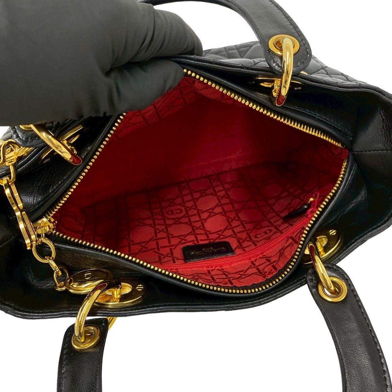 美品】Dior レディディオール カナージュ ハンドバッグ 袋付き 極 美品 