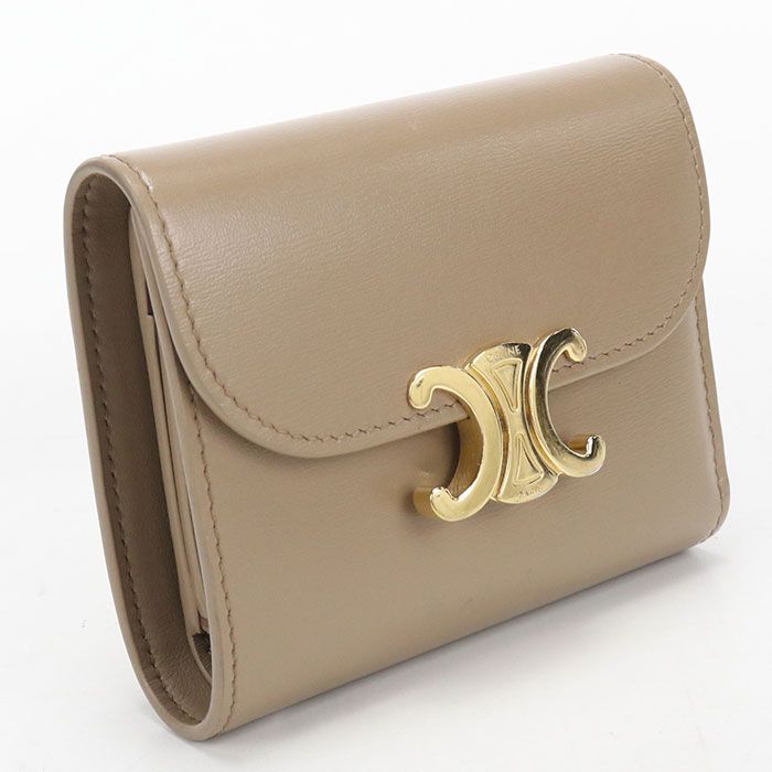 CELINE セリーヌ スモール フラップウォレット トリオンフ 10D783DPV 三つ折り財布 カーフスキン【中古】 レディース