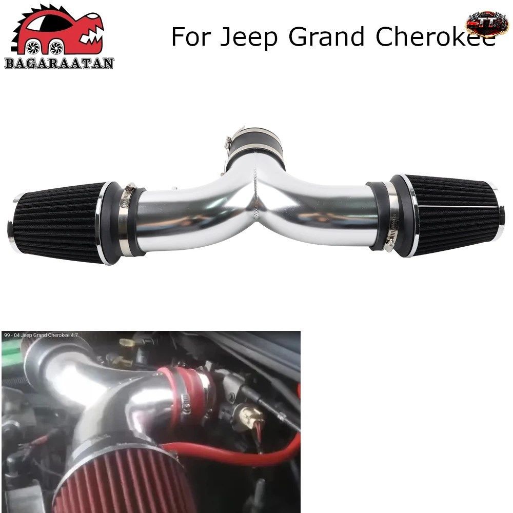 コールドエアインテークキットフィルターデュアルツイン 00-02 ダッジ デュランゴ 3.7L V6/4.7L V8 99-04 ジープ グランドチェロキー 4.7L