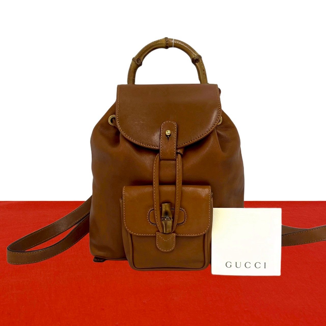 極 美品 希少品 GUCCI グッチ オールドグッチ バンブー レザー 本革