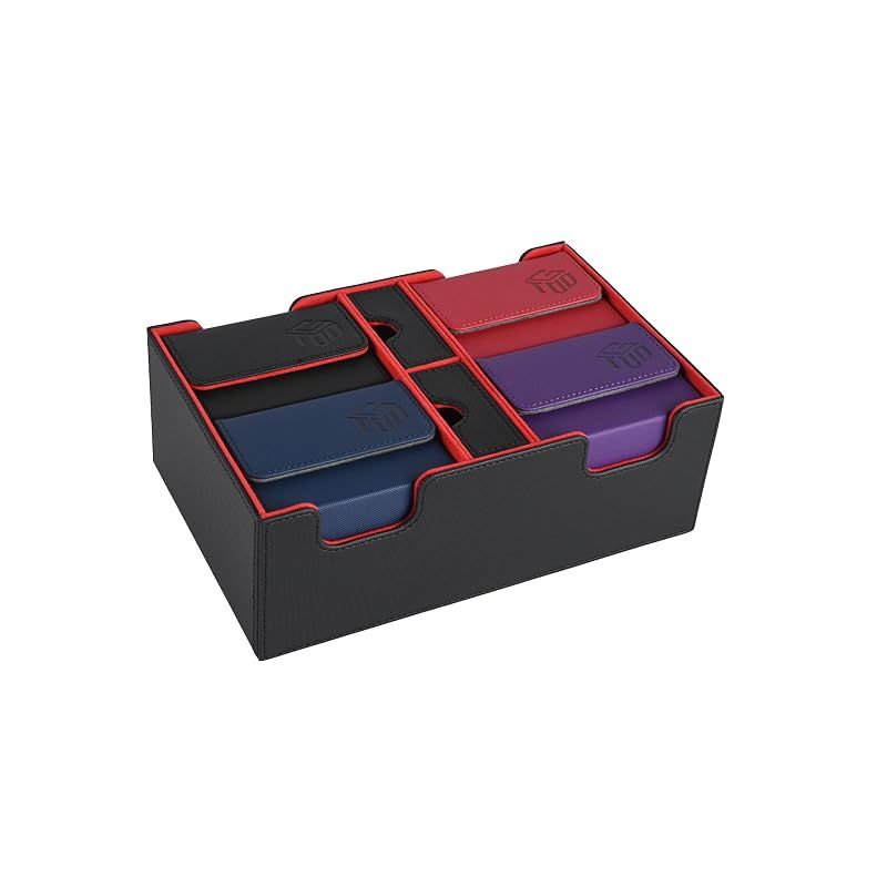 【新品】 おもちゃの神様 トレカ デッキケース マグネットで取り外し可能 カードケース トレーディングカード レザー カードケース ホルダー ストレージ (ダイス入れあり) (Sサイズケース４個付き)